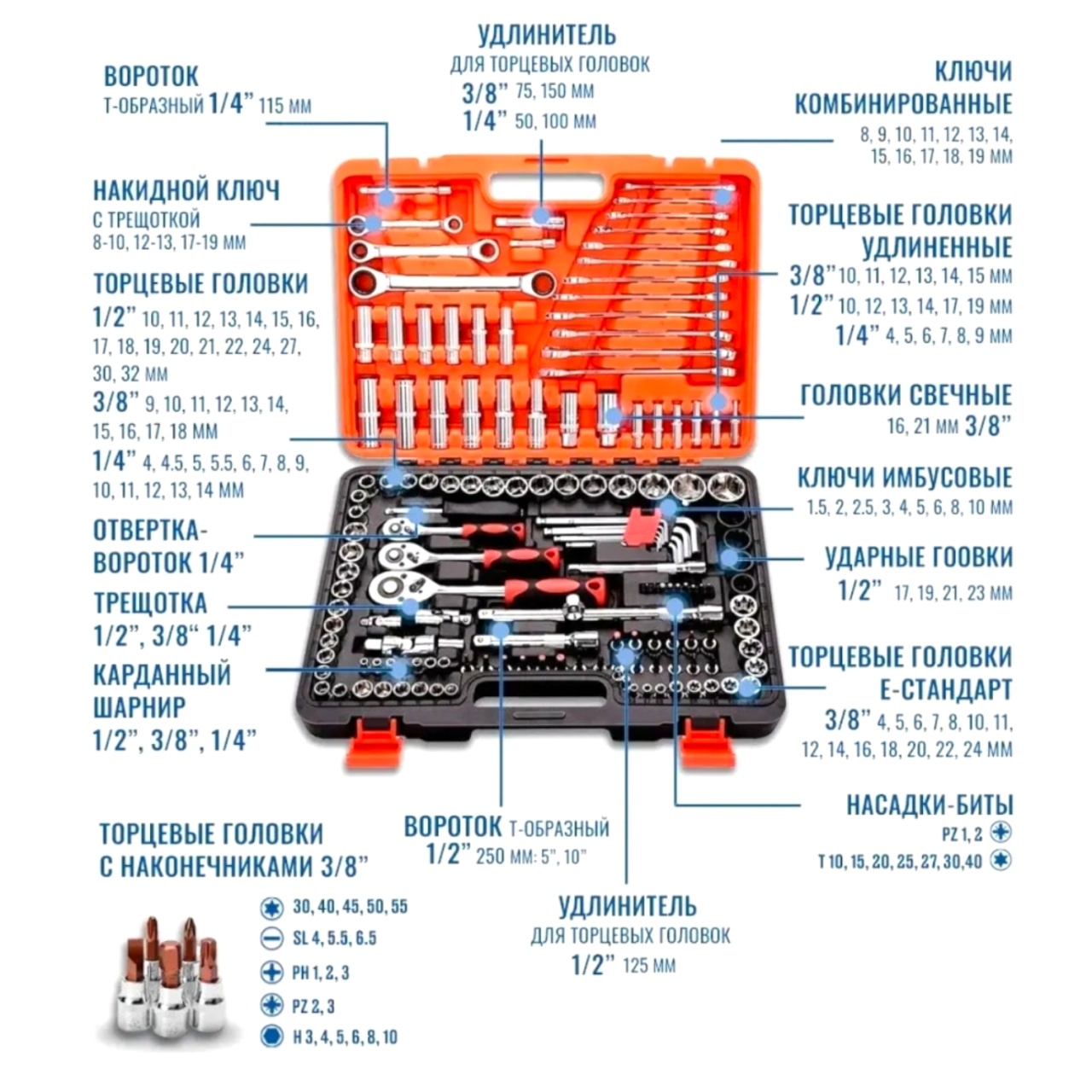 Набор инструментов для автомобиля 150 предметов CRV сталь  оптом